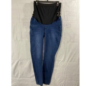 Johnny's Mama Maternity Jeans Women LG Blue Skinny Adjustable High Waist Denim